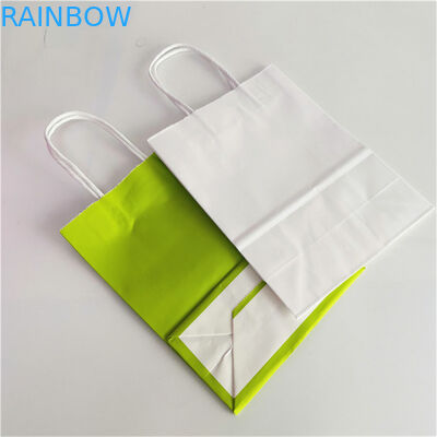 กระดาษคราฟท์ CMYK 350gsm กระดาษแข็งถุงช้อปปิ้งร้านขายของชำพร้อมหูหิ้ว