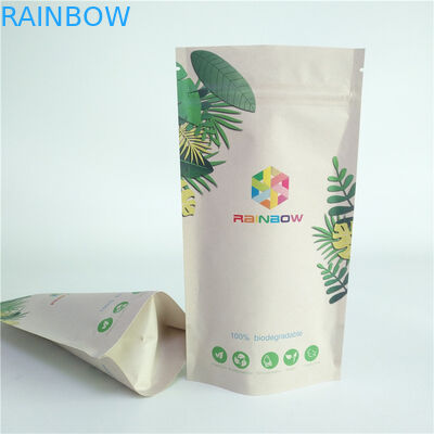 120mic Cornstarch PLA Kraft Paper Pouch ซิปปิดผนึกได้