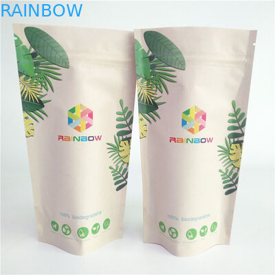 120mic Cornstarch PLA Kraft Paper Pouch ซิปปิดผนึกได้