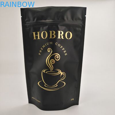Stand Up Matt Black Laminated Aluminium Foil Zip Lock Coffee Packaging Bag ถุงบรรจุเมล็ดกาแฟพร้อมวาล์ว