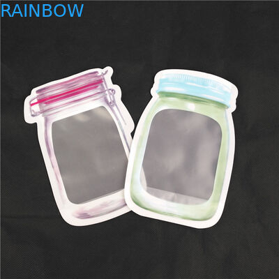 รูปทรงพิเศษที่สามารถนำกลับมาใช้ใหม่ได้เองยืนขึ้นถุงพลาสติกสำหรับน้ำผลไม้นมวุ้นเหลว