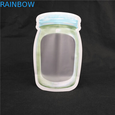 โลโก้การพิมพ์รูปทรงพิเศษ Food Grade Juice Milk Jelly Liquid Stand up Bottle Shape Sachets