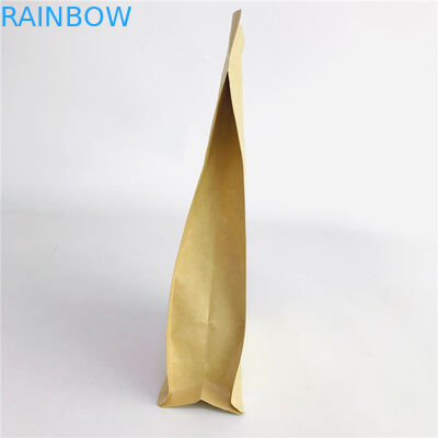 กำหนดเองได้รับการยอมรับยืนขึ้นถุงที่เป็นมิตรกับสิ่งแวดล้อมถุงกระดาษคราฟท์ PLA พร้อมซิป