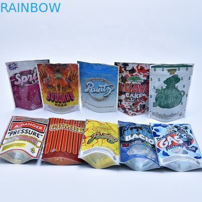 3.5 กรัมการพิมพ์แบบกำหนดเองบรรจุภัณฑ์วัชพืช Ziplock ป้องกันกลิ่นคุกกี้ถุง Mylar ถุง Ziplock ป้องกันเด็ก