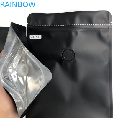 OEM Custom 250G โลโก้สีดำขนาดอลูมิเนียมฟอยล์แบบถอดได้ยืนขึ้นพร้อมวาล์ว Degassing สำหรับถุงบรรจุเมล็ดกาแฟ