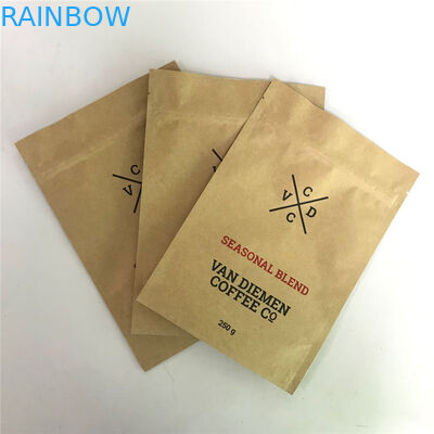 Kraft Zip Lock ยืนขึ้น Pouches ด้วย Tear Notch และ Matte Window