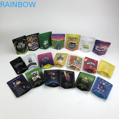 100 ไมครอน VMPET คุกกี้ป้องกันกลิ่นถุง 3.5g 7g 14g Cannabies Mylar