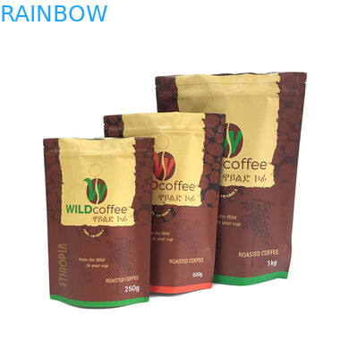 250g 500g 1 กก. เคลือบด้านฟอยล์บรรจุถุงซิปสำหรับบรรจุภัณฑ์กาแฟ