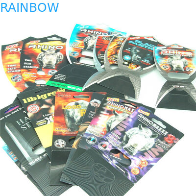 ขายส่งยาเพิ่มประสิทธิภาพชายกล่องบรรจุแรด 69 การ์ดบรรจุภัณฑ์ 3d เอฟเฟกต์ Rhinopill Capsule Blister Packaging Ca