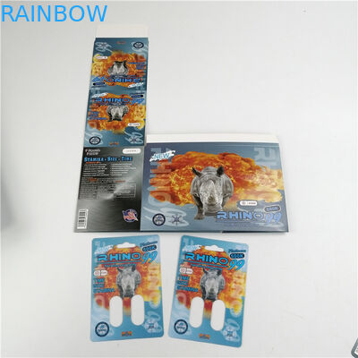 การออกแบบใหม่ล่าสุด 600k 700k Rhino Blister Card 3d Lenticular Card สำหรับบรรจุภัณฑ์ยาเพิ่มประสิทธิภาพชาย