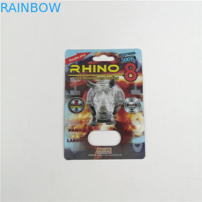 Stock Rhino 99500K บรรจุภัณฑ์บัตรตุ่มสำหรับยาเพิ่มประสิทธิภาพชายกล่องแสดงผล 24ct
