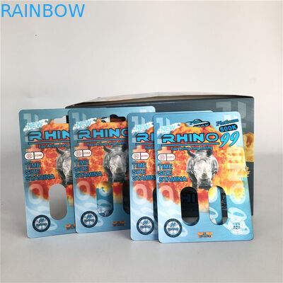 Rhino 99500k Double Hole 3D Rhino Cards สำหรับยาเพิ่มประสิทธิภาพชาย