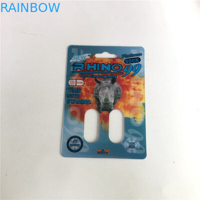 Rhino 99500k Double Hole 3D Rhino Cards สำหรับยาเพิ่มประสิทธิภาพชาย