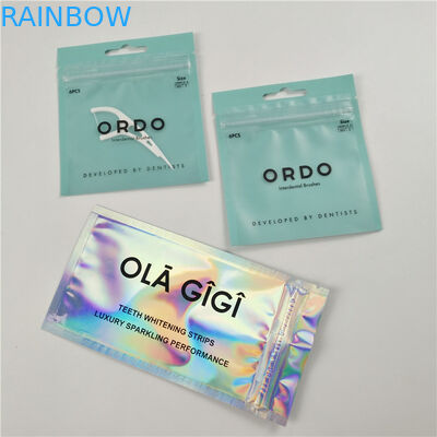 ขั้นต่ำขั้นต่ำที่ชัดเจนด้านหน้าไหมขัดฟันแขวนหลุมถุงบรรจุภัณฑ์พลาสติกอลูมิเนียมฟอยล์ถุงซิป