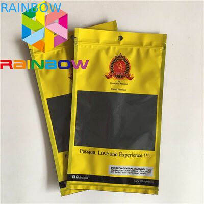 ถุง Mylar แบบแบนปิดผนึกสามด้านดูผ่านถุงเก็บความชื้นซิการ์บรรจุภัณฑ์ถุงอาหารวัชพืชพลาสติก