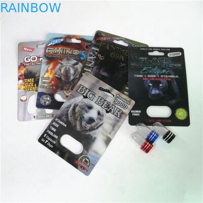 Rhino 99500K Enhancement Pills บัตรบรรจุภัณฑ์การพิมพ์ผ้าไหม