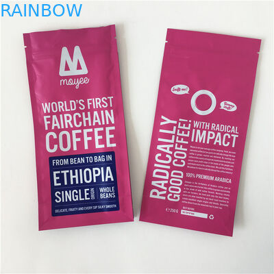 ซิปเมล็ดกาแฟบรรจุภัณฑ์กันกลิ่นด้วยเป้าเสื้อกางเกงด้านข้างซีลความร้อน