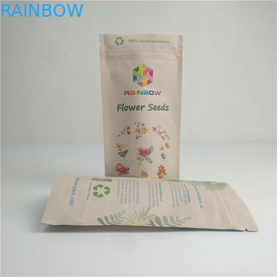 อาหารคราฟท์ถุงซีลความร้อนที่ย่อยสลายได้เป็นมิตรกับสิ่งแวดล้อมการพิมพ์โลโก้ที่กำหนดเองบรรจุภัณฑ์