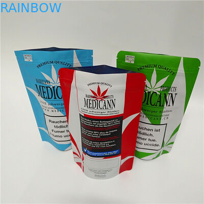 สมุนไพรดอกไม้ CBD Ziplock ซองซีลสามด้านพิมพ์ลามิเนตแบบกำหนดเอง