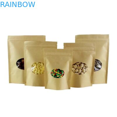 ที่เก็บอาหารปิดผนึกคราฟท์ Ziplock ยืนขึ้นโลโก้กระเป๋าที่กำหนดเอง