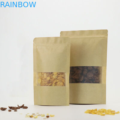 ที่เก็บอาหารปิดผนึกคราฟท์ Ziplock ยืนขึ้นโลโก้กระเป๋าที่กำหนดเอง