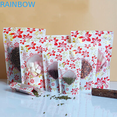 ซิปมันวาวยืนขึ้นบรรจุภัณฑ์ถุงพลาสติกโลโก้ที่กำหนดเองพร้อมหน้าต่าง