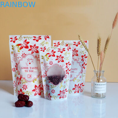 ซิปมันวาวยืนขึ้นบรรจุภัณฑ์ถุงพลาสติกโลโก้ที่กำหนดเองพร้อมหน้าต่าง