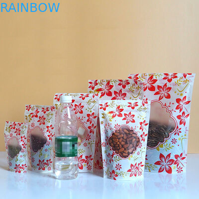 ซิปมันวาวยืนขึ้นบรรจุภัณฑ์ถุงพลาสติกโลโก้ที่กำหนดเองพร้อมหน้าต่าง