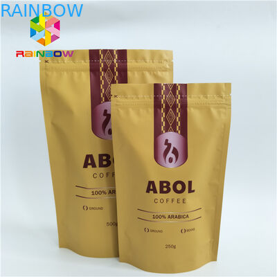 อาหารเกรดที่กำหนดเองความร้อนปิดผนึกอลูมิเนียมฟอยล์ถุงบรรจุภัณฑ์ Ziplock ยืน