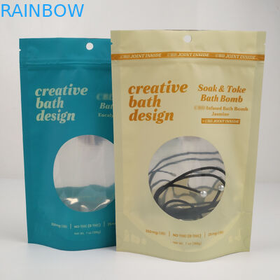 Smell Proof Ziplock Aluminium Foil Mylar Resealable Stand Up Pouches พร้อมหน้าต่าง