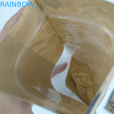 สแน็คกันน้ำยืนขึ้นถุง Ziplock กระดาษคราฟท์สีน้ำตาลลามิเนตพร้อมหน้าต่าง