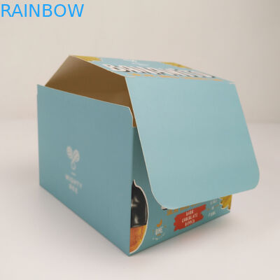 กล่องกระดาษแข็งพับได้แบบกำหนดเองฉีกขาดกล่องกระดาษลูกฟูก PDQ เคาน์เตอร์ขายปลีกขนมกล่องกระดาษบรรจุภัณฑ์