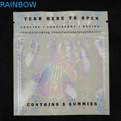 การออกแบบโลโก้ที่กำหนดเองซิปล็อคปิดผนึกอลูมิเนียมฟอยล์ Mylar พลาสติกสามด้านปิดผนึกบรรจุภัณฑ์ถุงโฮโลแกรม