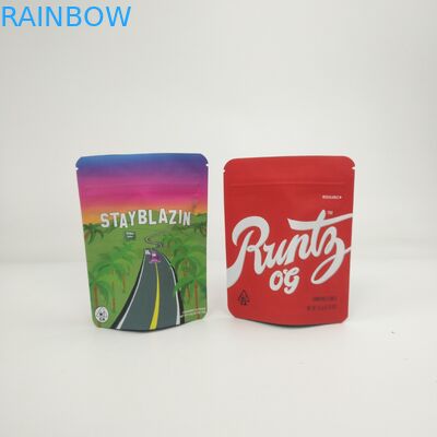 ตัวอย่างฟรี 3.5g 7g 14g 28g 1 ปอนด์คุกกี้ยืนขึ้นถุงสำหรับกัญชา CBD กัญชา Runtz Kush Haze