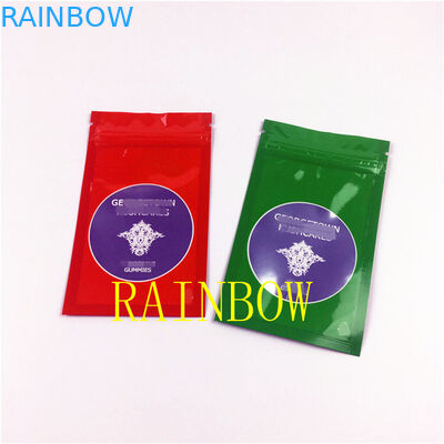 โลโก้ที่กำหนดเองจับถุงฟอยล์ mylar แบนปิดผนึกพร้อมหน้าต่างใสสำหรับถุงบรรจุผงมัทฉะเมล็ดเจีย