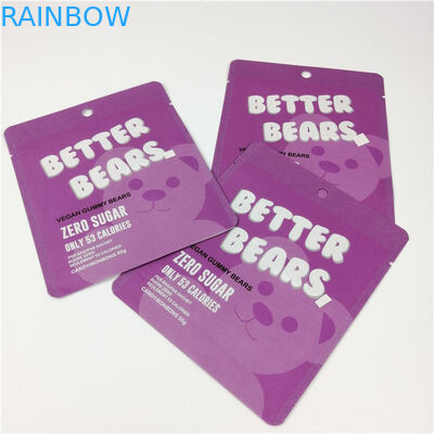 คุกกี้ Gummy CBD Edibles หมีซิปกระเป๋าฟอยล์ MOPP 200 ไมครอน