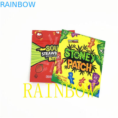 100mic Edibles CMYK ความร้อนซีล Mylar Foil กระเป๋า Candies 80x100mm VMPET