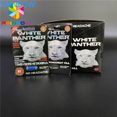 Super Panther 3D Blister Card MOQ 100 ชุด 350g กระดาษแข็งสำหรับการเพิ่มประสิทธิภาพทางเพศ