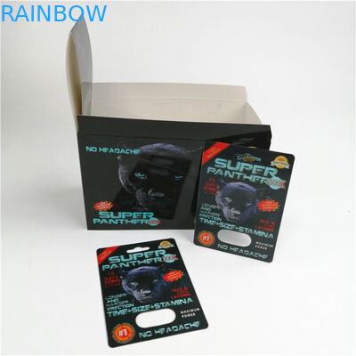 Super Panther 3D Blister Card MOQ 100 ชุด 350g กระดาษแข็งสำหรับการเพิ่มประสิทธิภาพทางเพศ