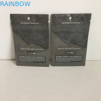 หลักฐานกลิ่นยืนขึ้นถุงถุง Mylar Ziplock 1g ดอกไม้กัญชาถุงพลาสติกที่มีรูแขวนหน้าต่างใส