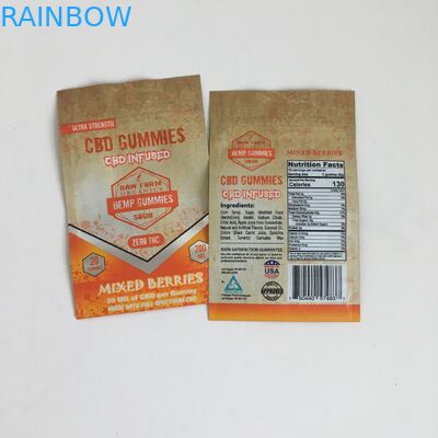 การพิมพ์ Ziplock กัญชาดอกไม้พลาสติก CBD ผสม 50 มก. 100 มก. Gummies Ziplock Mylar ถุงบรรจุภัณฑ์