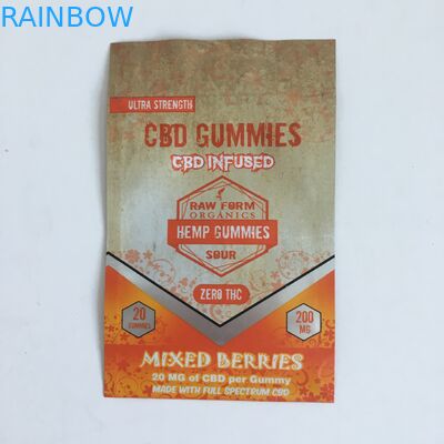 การพิมพ์ Ziplock กัญชาดอกไม้พลาสติก CBD ผสม 50 มก. 100 มก. Gummies Ziplock Mylar ถุงบรรจุภัณฑ์