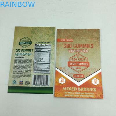 พิมพ์แบบกำหนดเอง 1g 3.5g รีไซเคิลกลิ่นหลักฐานซิปหมีเหนียว CBD ขนาดเล็กยืนขึ้นถุงวัชพืช mylar 3.5g ที่กินได้