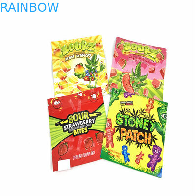 CMYK SGS Gravure Smell Proof Ziplock กระเป๋ายืนขึ้นเด็กทน 110mic