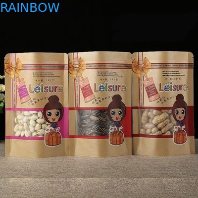 100mic กระดาษคราฟท์ Standup กระเป๋ากาแฟ CMYK อาหารกระดาษ Ziplock Bag