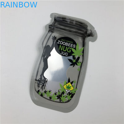 Mason Jar Pouches สำหรับเมล็ด CBD CBD ดอกไม้ Gummies THC Indica Leaf ถุงบรรจุผิดปกติพร้อมซิป