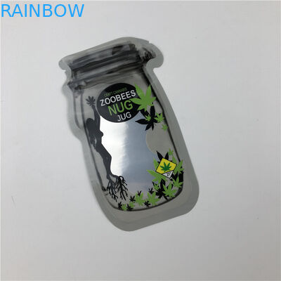 Mason Jar Pouches สำหรับเมล็ด CBD CBD ดอกไม้ Gummies THC Indica Leaf ถุงบรรจุผิดปกติพร้อมซิป