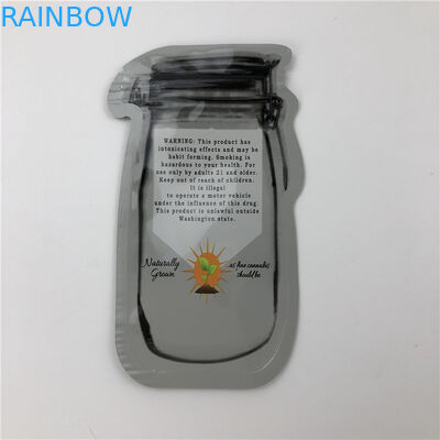 Mason Jar Pouches สำหรับเมล็ด CBD CBD ดอกไม้ Gummies THC Indica Leaf ถุงบรรจุผิดปกติพร้อมซิป