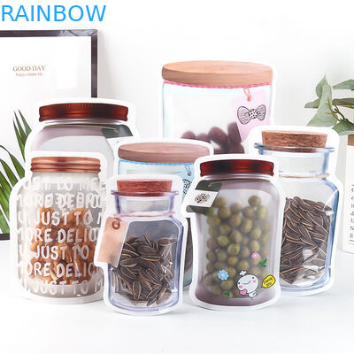 Mason Jar Pouches สำหรับเมล็ด CBD CBD ดอกไม้ Gummies THC Indica Leaf ถุงบรรจุผิดปกติพร้อมซิป