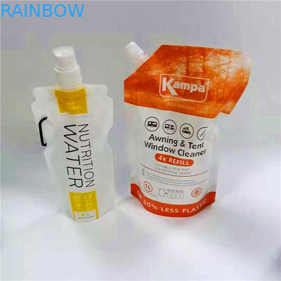 ถุงเติมของเหลวพร้อมรางน้ำและฝาปิดสำหรับถุงใส่ผงซักฟอกเหลวสำหรับผงซักฟอก